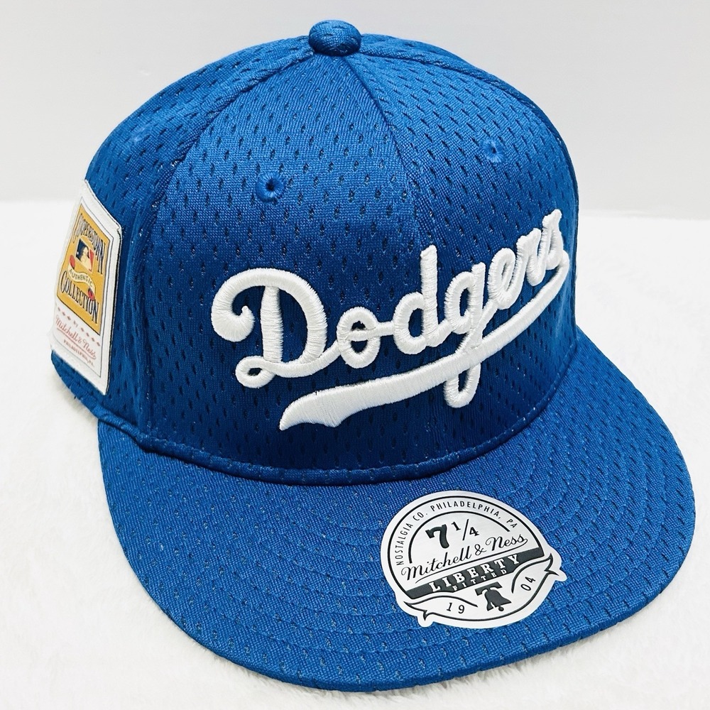 Mitchell & Ness Los Angeles Dodgers Script Liberty Fitted Hat Cap 7 1/4 Blue MLB - Picture 3 of 7
